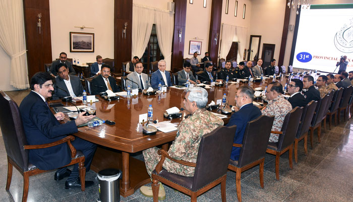 Sindh Chief Minister Syed Murad Ali Shah presides over the 31st Apex Committee meeting at CM House on May 2, 2024. — Facebook/Sindh Chief Minister House