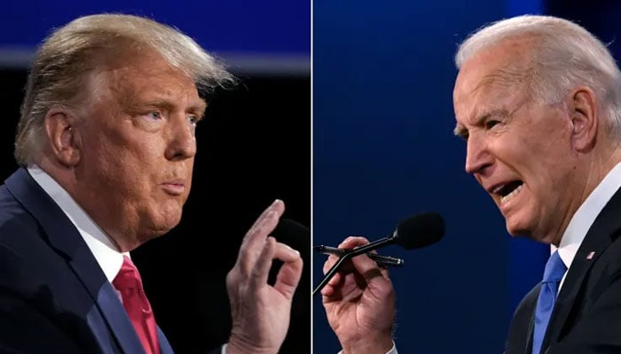 Donald Trump, left, and President Joe Biden during the final presidential debate at Belmont University in Nashville, Tennessee, on Oct. 22, 2020. — AFP