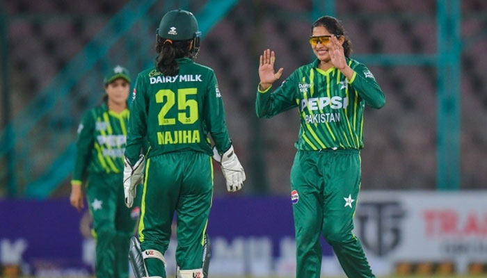 Palyers celebrate as Pakistan Women registered an eight-wicket triumph over West Indies Women courtesy a clinical bowling performance to claim their first win in the five-match T20I series at the National Bank Stadium on Thursday. — PCB website