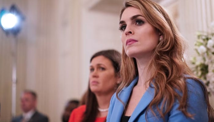 Hope Hicks in 2018. She worked on Donald Trump’s 2016 campaign and in the White House during his presidency. — AFP File