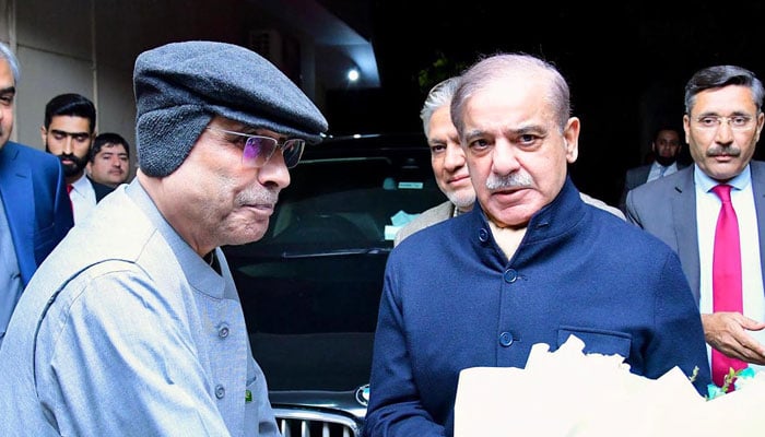Prime Minister Shehbaz Sharif pictured alongside President Asif Ali Zardari. — INP/File