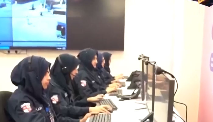 In this screengrab, women police officials work in a monitoring room released on May 6, 2024. — Facebook/Punjab Safe Cities Authority