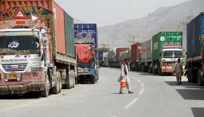 Trucks stuck at Pak-Afghan border crossing. — AFP/File