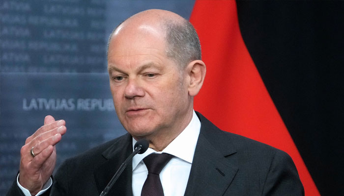 German Chancellor Olaf Scholz speaks during a press conference with Latvian Prime Minister Evika Silina, Estonian Prime Minister Kaja Kallas and Lithuanian Prime Minister Ingrida Simonyte, in Riga, Latvia May 6, 2024. —Reuters