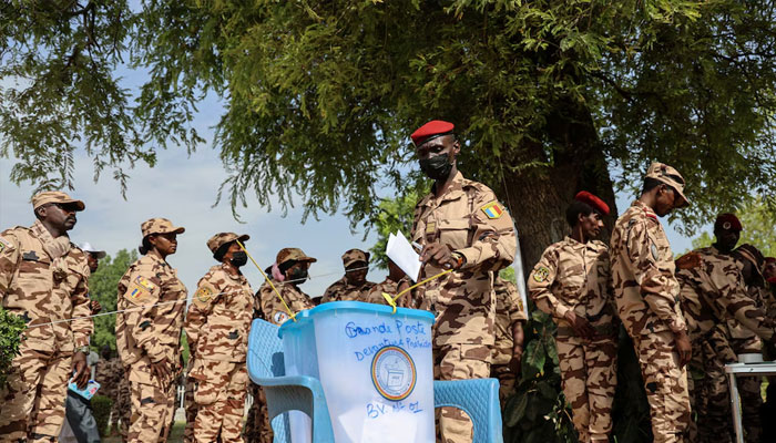 Chadian soldiers cast early votes in the presidential election scheduled for May 6 in N’djamena, Chad, May 5, 2024. — Reuters