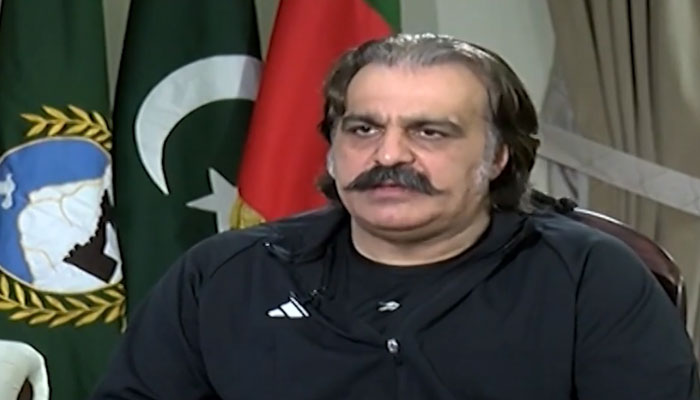 In this screengrab, Khyber Pakhtunkhwa (KP) Chief Minister Ali Amin Gandapur speaks during an exclusive interview on the Geo News programme “Capital Talk” released on May 6, 2024. — Geo Tv