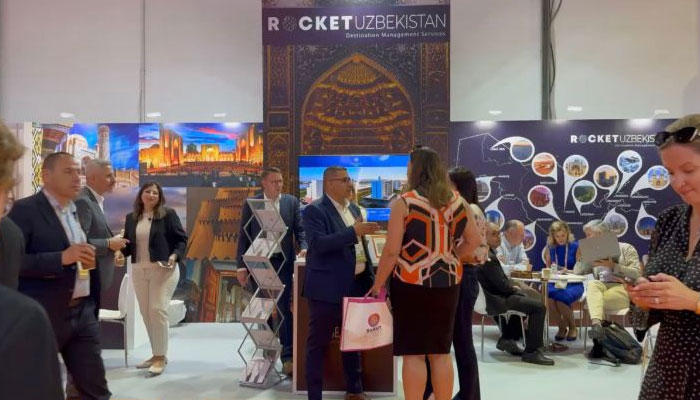 People attend a stall regarding Uzbekistans tourism potential. — Reporter/File