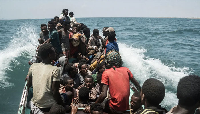 A boat heads for Yemen from Djibouti through the Bab-el-Mandeb strait. — MYOP/File