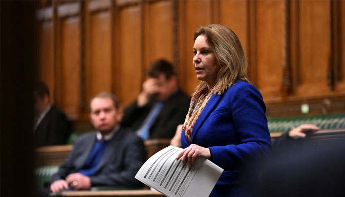 British MP Natalie Elphicke speaks during the Ministerial Statement on Migration and Economic Development Partnership at the House of Commons in London, Britain, December 19, 2022. — Reuters