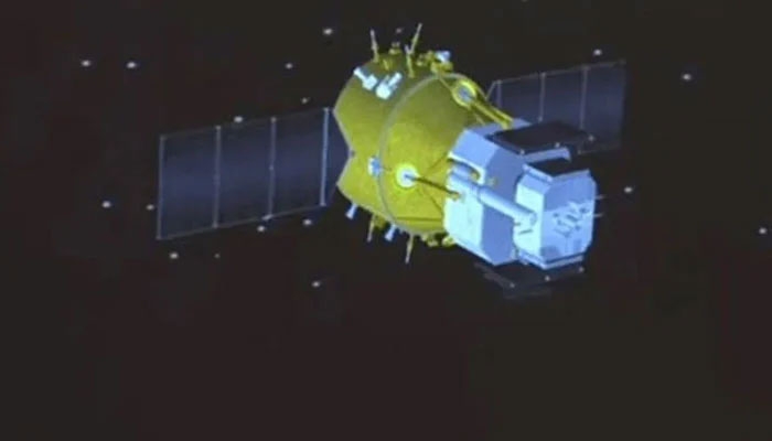 A representational image of the iCube Qamar in space seen in this still taken from a video. — CGTN/File