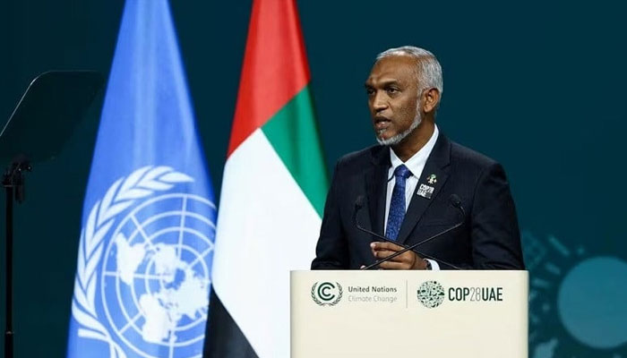 President of the Maldives Mohamed Muizzu delivers a national statement in Dubai, United Arab Emirates, December 1, 2023. — Reuters