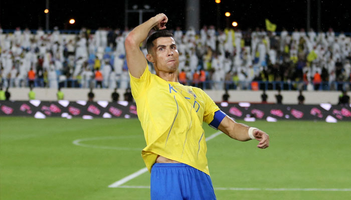 Al Nassrs Cristiano Ronaldo celebrates after the match.— Reuters/file