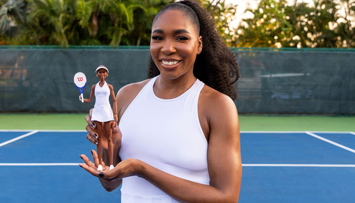 US Tennis Player Venus Williams poses with a Barbie doll, in Puerto Rico in this undated image. —Reuters/file