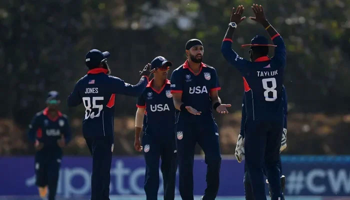 US cricket team players celebrate during a match. — AFP/File