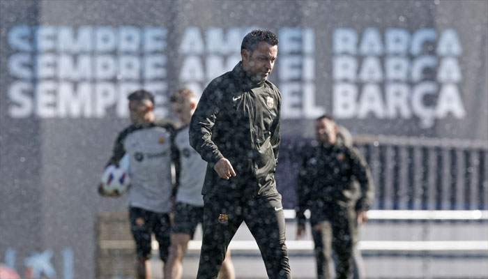 Former Barcelona coach Xavi Hernandez during training. — Reuters/file