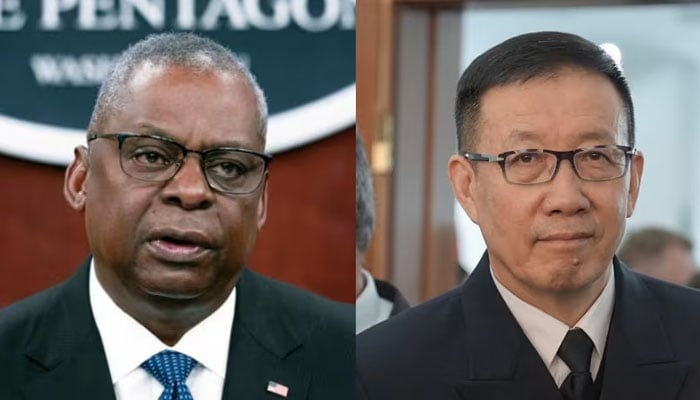 US Defense Secretary Lloyd Austin (left) and Chinas Defence Minister Dong Jun. — Reuters/File