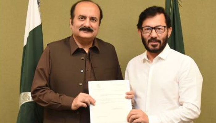 Advisor to PM on Youth Programme Rana Mashood (left) pictured with initiatives newly appointed focal person Khawaja Muhammad Junaid. — X@PM_office/file