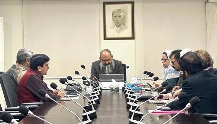 LESCO Chief Executive Officer (CEO) Engineer Shahid Haider chairs a meeting to discuss ways and means to control over-billing here at Lesco Headquarters on February 12, 2024. — X/@Lescoofficial