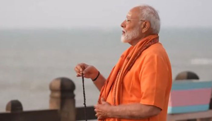 Indias Prime Minister Narendra Modi meditates in this video released on May 31, 2024. — Screengrab via X/@BJP4India