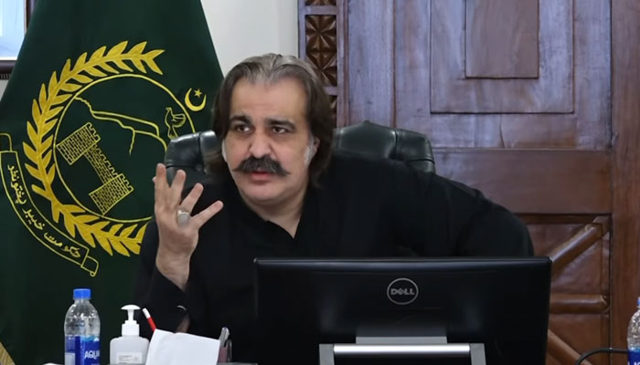 KP Chief Minister Sardar Ali Amin Khan Gandapur chairs a meeting in this still, released on June 1, 2024. — Facebook/Ali Amin Khan Gandapur