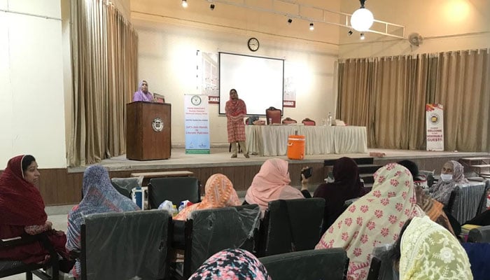 Participant delivers a lecture training of trainers (TOT) programme in Islamabad on May 31, 2024. — Facebook/National Commission for Human Development