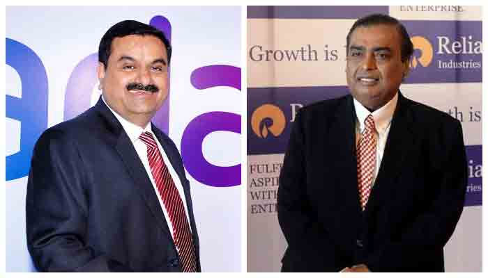 Gautam Adanis (left) and Mukesh Ambani (right) seen in this collage.— Reuters/file