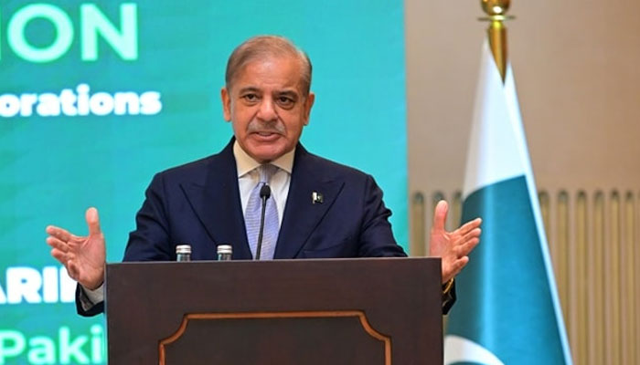 Prime Minister Shehbaz Sharif addresses an event on May 23, 2024. — Facebook/Government of Pakistan
