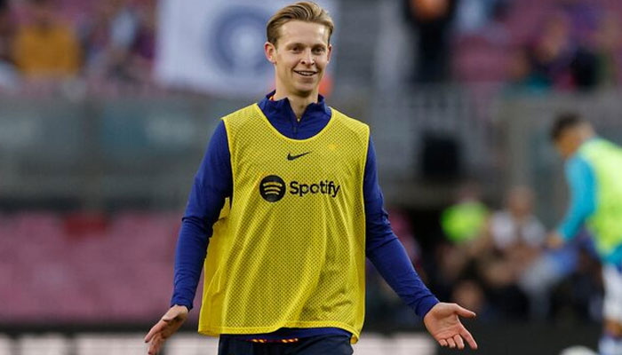 Frenkie de Jong during the warm up before the match. — Reuters/File