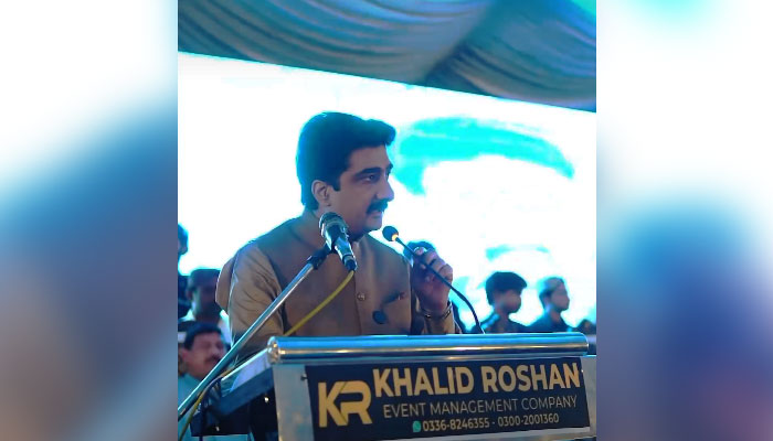 Sindh Culture and Tourism Minister Syed Zulfiqar Ali Shah addresses an event on June 4, 2024. — Screengrab via Facebook/Syed Zulfiqar Ali Shah