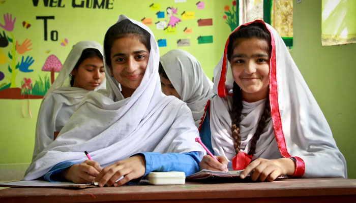 School students are seen studying in a school in Balochistan. — Unicef website