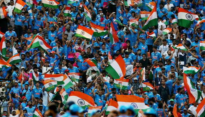 A representational image of Indian cricket fans supporting their team during their match against Pakistan in World Cup 2023 in Ahmedabads Narendra Modi Stadium on October 14, 2023. — Reuters