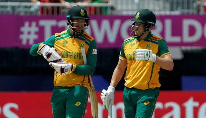 South Africas David Miller and Heinrich Klaasen pictured during their T20 World Cup 2024 match against   Bangladesh at New Yorks Nassau County International Cricket Stadium June 10, 2024. — AFP