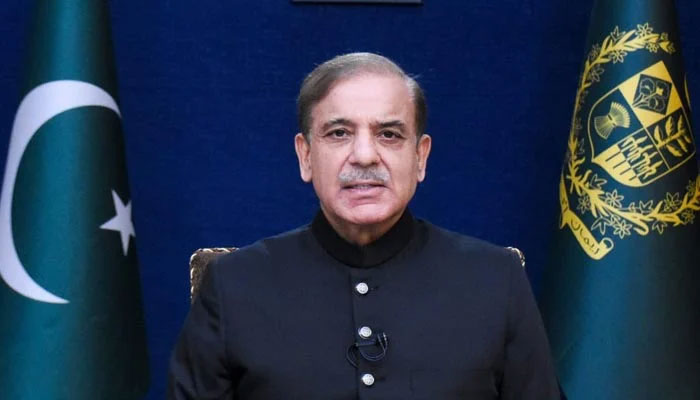 Prime Minister Shehbaz Sharif addresses the nation in Islamabad, on August 13, 2022. — Prime Ministers Office
