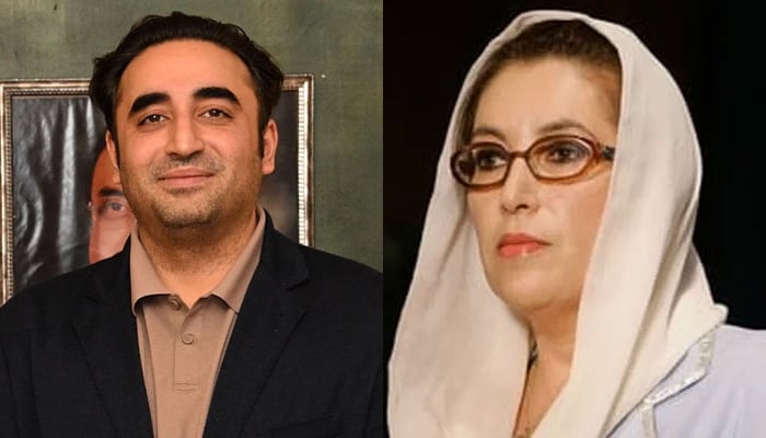This combo of images shows PPP Chairman Bilawal Bhutto-Zardari (L) smiling in this image and Former PM of Pakistan Mohtarma Benazir Bhutto. — AFP/PPP/File