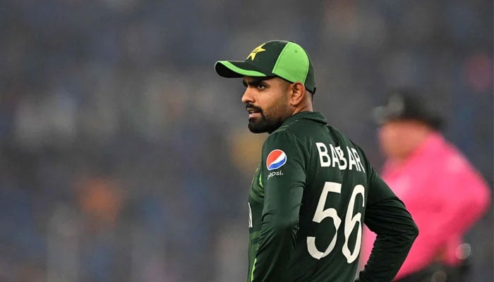 Pakistan´s captain Babar Azam fields during the Cricket World Cup 2023 match between India and Pakistan at the Narendra Modi Stadium in Ahmedabad on October 14, 2023. — AFP
