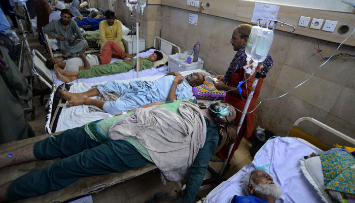 Patients of heatstroke receive treatment at Civil Hospital in Karachi on Wednesday, June 26, 2024. — PPI