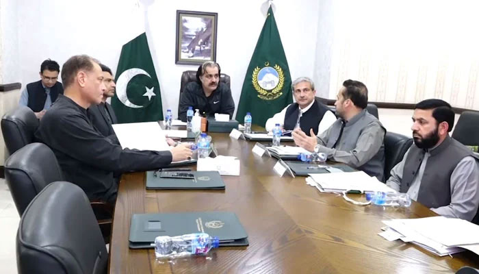 Chief Minister Ali Amin Gandapur presides over a meeting at Chief Minister’s House on April 6, 2024. — Facebook/Ali Amin Khan Gandapur