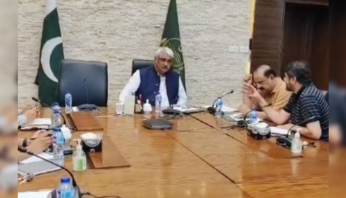 Provincial Health Minister Khawaja Salman Rafique meets with Wasa officials on June 30, 2024. — Screengrab via Facebook/Khawaja Salman Rafique