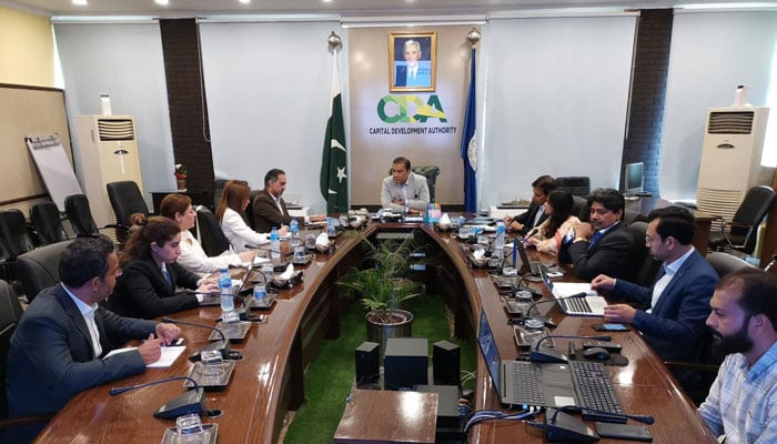 Chairman Capital Development Authority (CDA) Muhammad Ali Randhawa chairs a meeting on July 3, 2024. — Facebook/Capital Development Authority - CDA, Islamabad