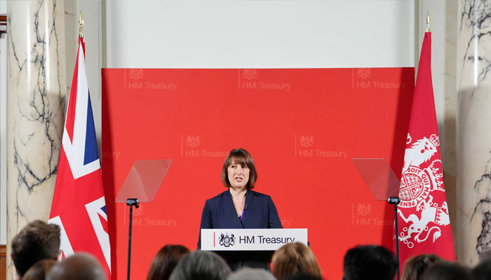 Britain’s Finance Minister Rachel Reeves giving a speech at the Treasury in London, Britain, to an audience of leading business figures and senior stakeholders, announcing the first steps the new Government will be taking to deliver economic growth on Monday, July 8, 2024. — Reuters