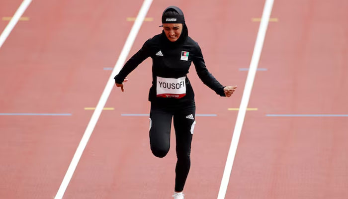 Afghanistans athlete Kimia Yousofi seen running at the 2020 Olympics, Olympic Stadium, Tokyo, Japan. — Reuters/file