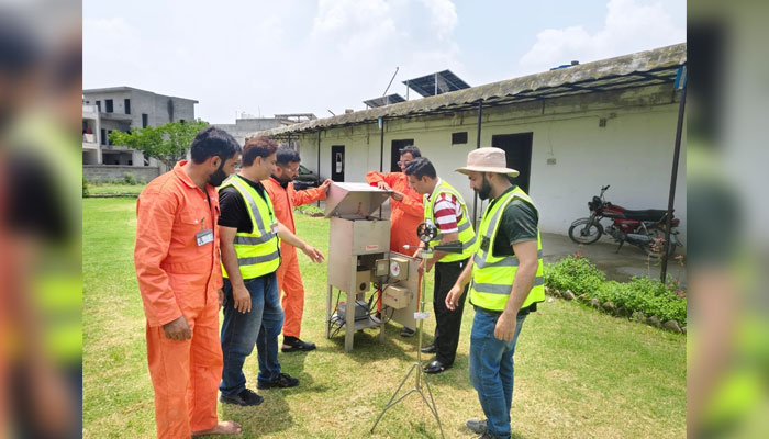 This image taken on July 9, 2024, shows Pak-EPAs Environmental Monitoring Team Conducting Comprehensive Sampling and Monitoring Exercise. — Facebook/Pakistan Environmental Protection Agency Pak-EPA