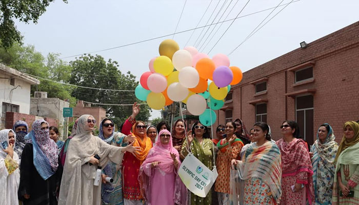 An image from the Women University Multan Directorate Sports and Higher Education Commissions jointly celebratration of Olympic Day 2024.— Facebook@wumofficial/file