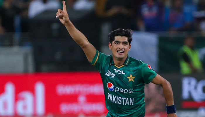 Pakistans Naseem Shah celebrates after bowling out Indias KL Rahul during the Asia Cup Twenty20 international cricket Group A match between India and Pakistan at the Dubai International Cricket Stadium in Dubai on August 28, 2022. — AFP/file