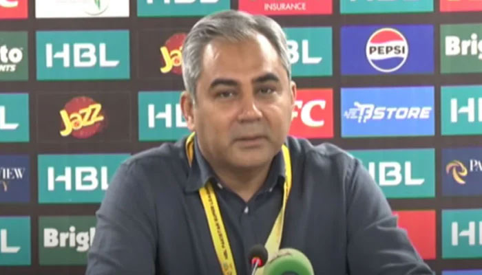 Chairman of PCB Mohsin Naqvi addressing a press conference in Karachi, Pakistan on March 19, 2024. — PCB