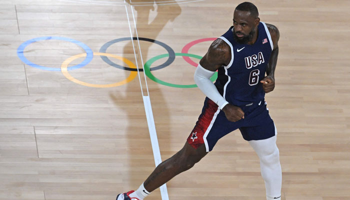 USAs LeBron James looks on in the mens quarterfinal basketball match between Brazil and the USA during the Paris 2024 Olympic Games in Paris on August 6, 2024. — AFP