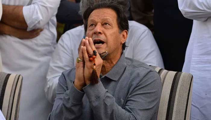PTI founder Imran Khan gestures during a press conference in this undated image. — AFP/File