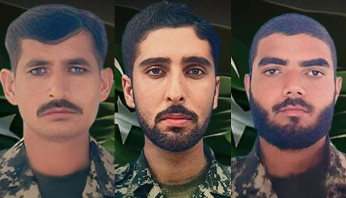 (From left to right) Havildar Inam Gul Shaheed, Sepoy Muhammad Imran Shaheed and Sepoy Iltaf Khan Shaheed image released on August 10, 2024. — ISPR