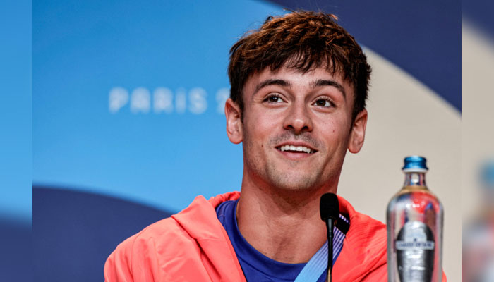Britains diver Tom Daley attends the World Aquatics Olympic press conference ahead of the Paris 2024 Olympic Games in Paris on July 25, 2024. — AFP
