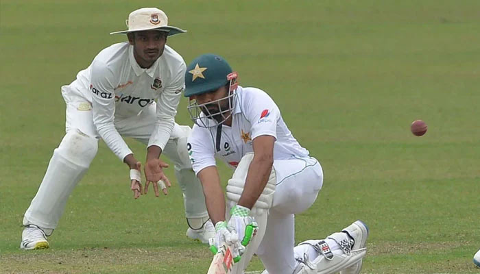 Pakistans Babar Azam plays a shot. — AFP/File